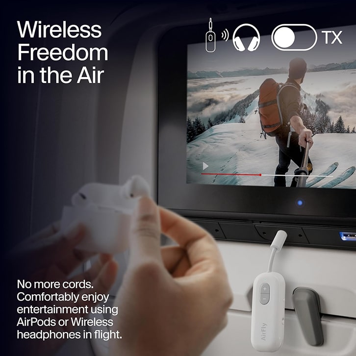 Wireless Bluetooth 6.0 Audio Adapter with Dual Headphone Support for Airplanes, TVs, Gaming, and Fitness Machines